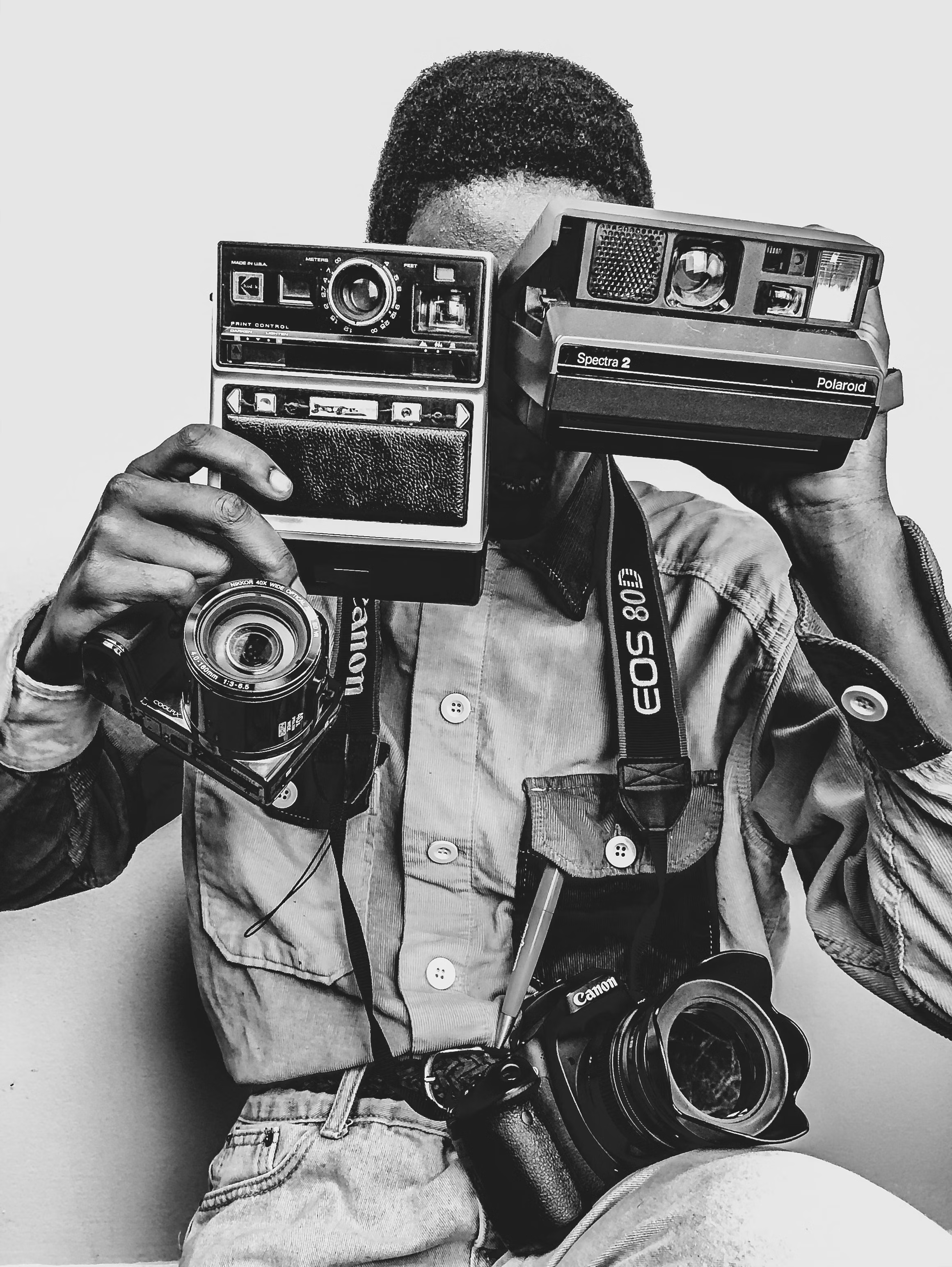 Oliver Bennett with vintage cameras